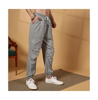 Campus Sutra Men's Coin Grey Parachute Utility Trousers