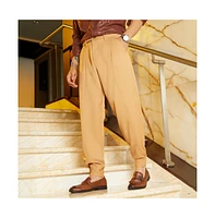 Campus Sutra Men's Khaki Beige Panelled Gurkha Trousers
