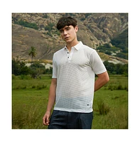 Campus Sutra Men's Cream White Warp-Tactile Polo T-Shirt