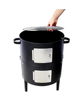 17" Steel Charcoal Smoker Bbq Grill - Black