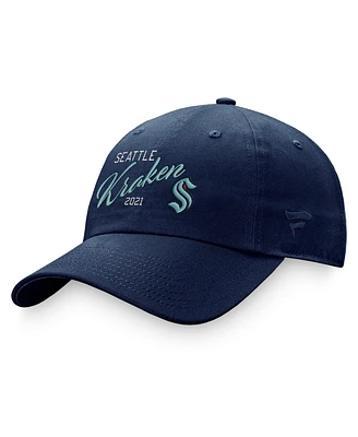 Fanatics Women's Deep Sea Blue Seattle Kraken Fundamental Script Adjustable Hat