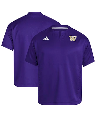 Adidas Men's Purple Washington Huskies Dugout Coaches Adizero Notch Neck Pullover Sweatshirt