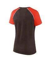 Fanatics Women's Brown/Orange Cleveland Browns Glittered Primary Raglan T-Shirt