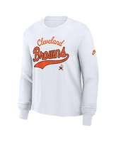 Nike Women's White Cleveland Browns Essential Long Sleeve Boxy T-Shirt