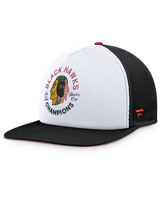Fanatics Men's White/Black Chicago Blackhawks Decades Collection Foam Front Snapback Hat