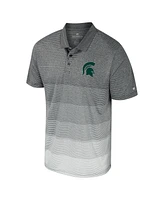 Colosseum Men's Gray Michigan State Spartans Striped Mesh Polo Shirt