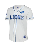 Starter Men's White Detroit Lions Relay Full-Button Baseball Jersey