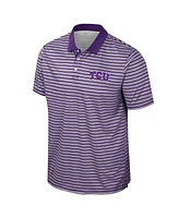 Colosseum Men's Purple Tcu Horned Frogs Striped Polo Shirt