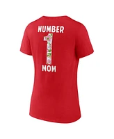Logo Athletic Women's Red Kansas City Chiefs Number 1 Mom Floral V-Neck T-Shirt