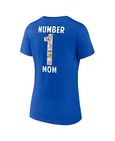 Logo Athletic Women's Blue Detroit Lions Number 1 Mom Floral V-Neck T-Shirt
