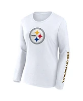 Fanatics Women's White Pittsburgh Steelers Long Sleeve T-Shirt