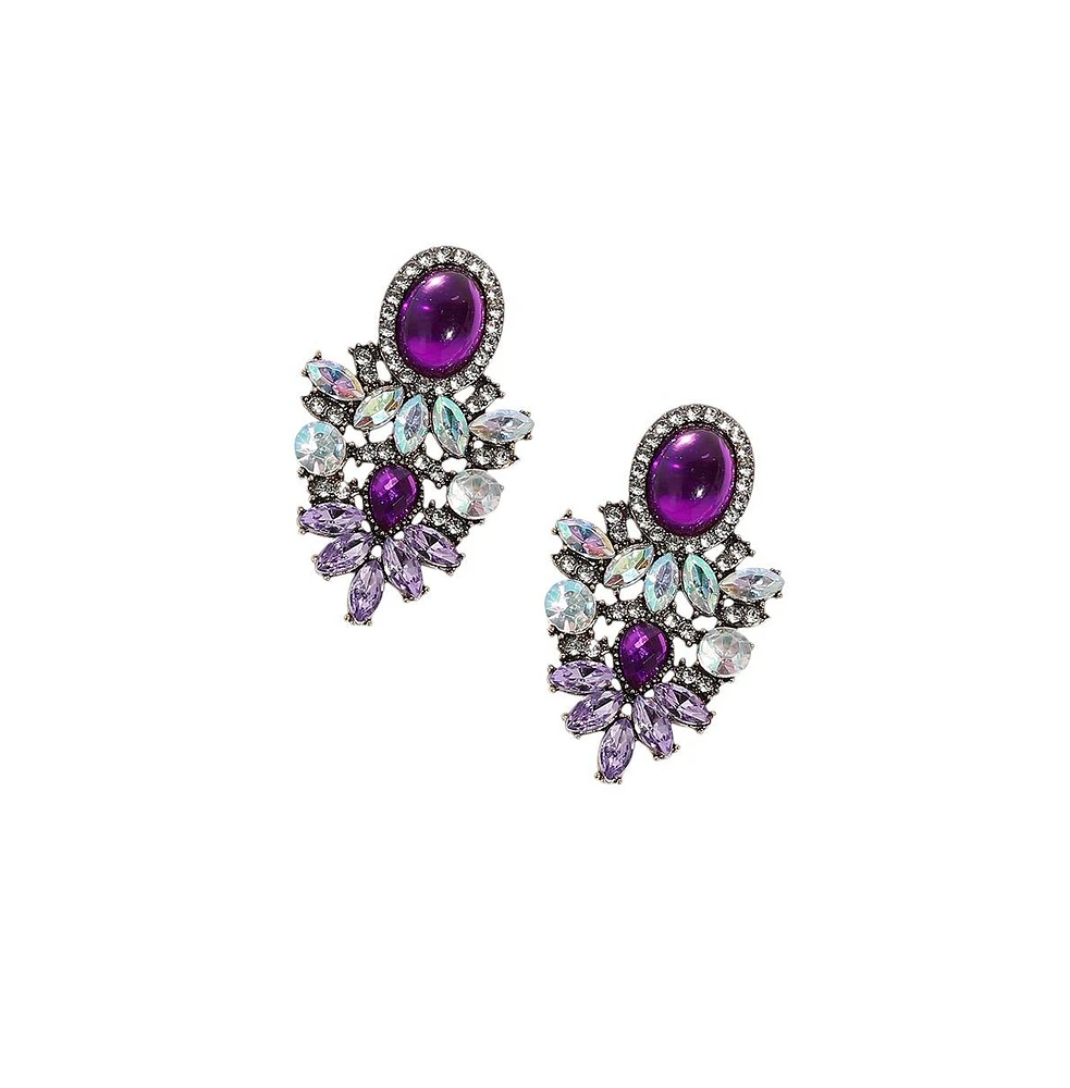Sohi Shimmering Rhinestone Statement Dangling Drop Earrings