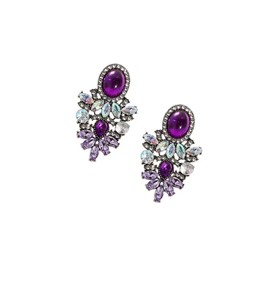 Sohi Shimmering Rhinestone Statement Dangling Drop Earrings