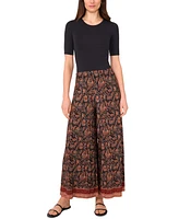 Vince Camuto Women's Floral-Print Pull-On Wide-Leg Pants