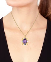 Effy Amethyst (6-1/2 ct. t.w.) & Tanzanite (1-3/8 ct. t.w.) Pendant Necklace in 14k Gold-Plated Silver, 17" + 1" extender