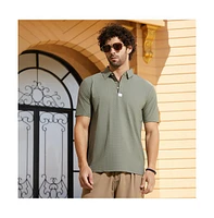 Campus Sutra Men's Olive Green Seamless Cuboid Polo T-Shirt