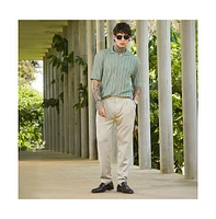 Campus Sutra Men's Sage Green Duo-Striped Relaxed Polo T-Shirt