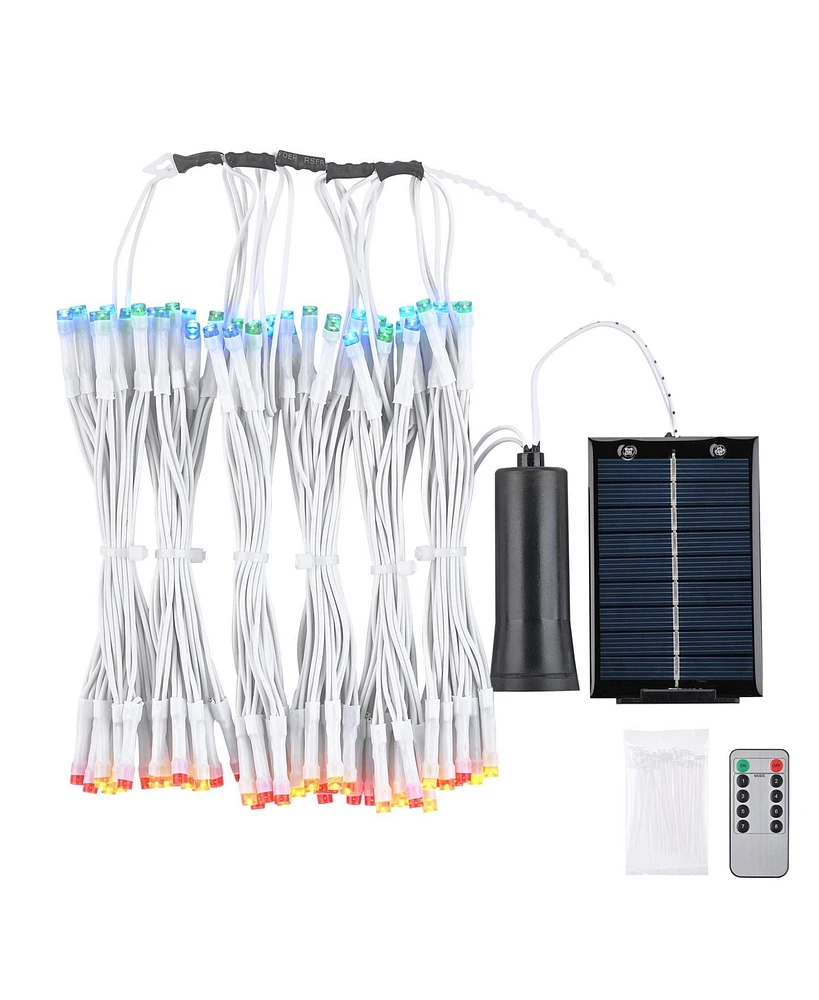 Yescom Patio Umbrella Solar String Light with Remote Control Timer Fit 6-Rib 7/8/9 Ft Outdoor 96 Rgb Led 8 Mode Camping Tents