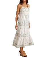 Lucky Brand Women's Embroidered Floral Sleeveless Maxi Dress