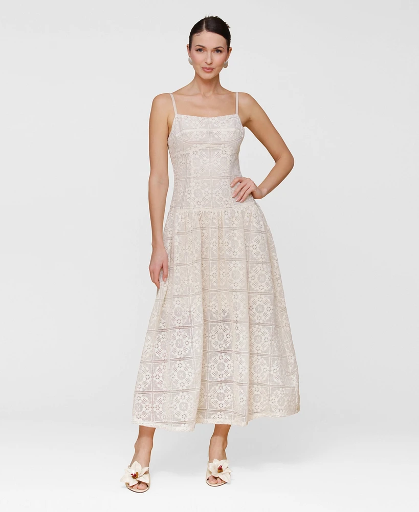 Avec Les Filles Women's Sleeveless Lace Maxi Dress