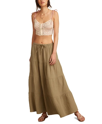 Lucky Brand Women's Gauzy Tiered Cotton Maxi Skirt