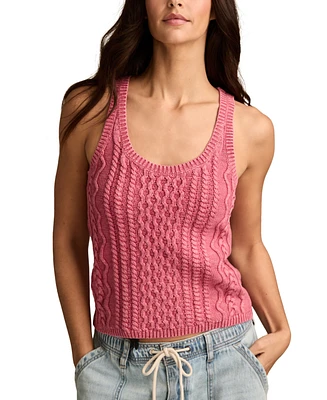 Lucky Brand Women's Cable-Knit Cotton Sweater Tank Top