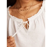 Lucky Brand Women's Short-Sleeve Peasant Top