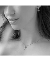 Sterling Silver 18k Gold Plated Ariel Cross Necklace & Mismatching Cross Earrings Set