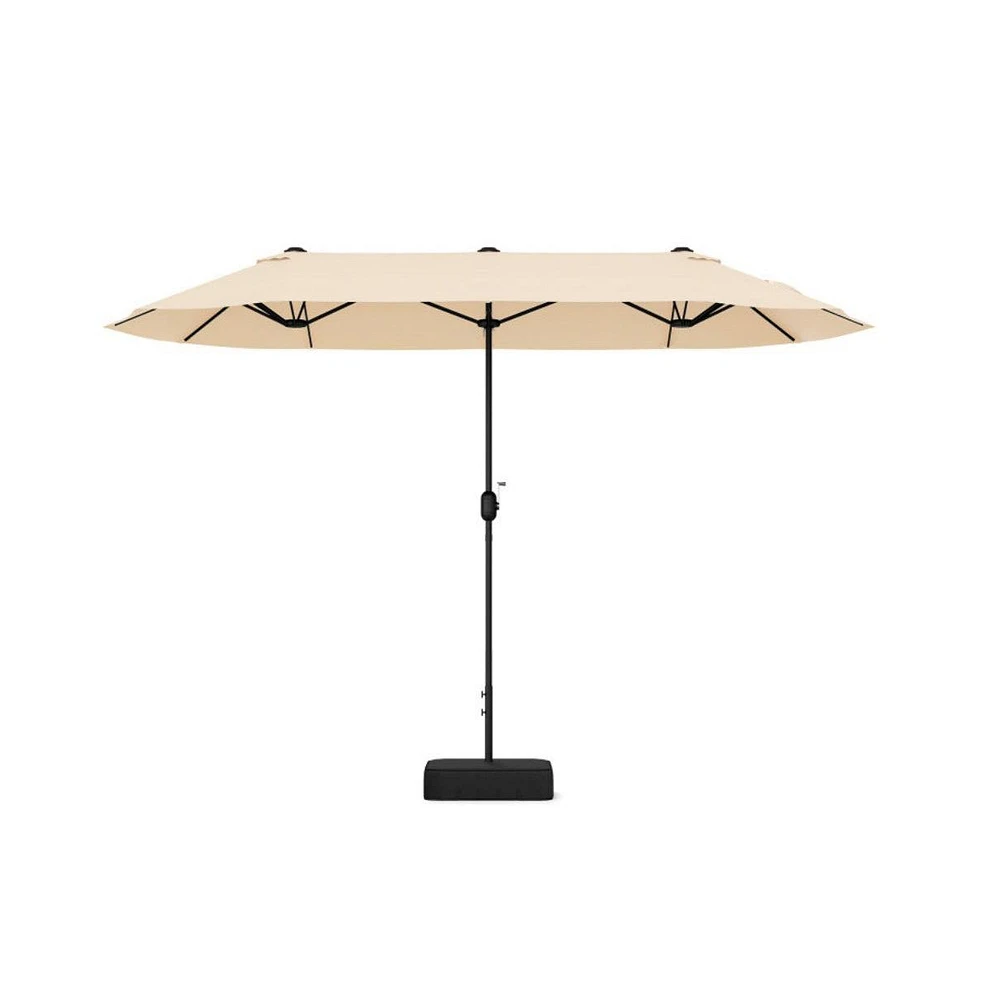 13 Feet Double-Sided Patio Twin Table Umbrella with Crank Handle