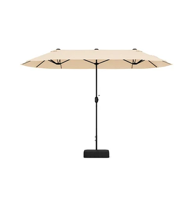 13 Feet Double-Sided Patio Twin Table Umbrella with Crank Handle