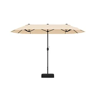 13 Feet Double-Sided Patio Twin Table Umbrella with Crank Handle