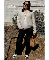 Pinkblush Maternity Black Wide Leg Raw Hem Jeans