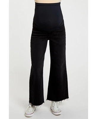 Pinkblush Maternity Black Wide Leg Raw Hem Jeans