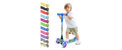 Hurtle 3-Wheel Mini Kickboard Scooter for Kids - Adjustable Handlebar, Led Light-Up Wheels, Ages 2-5