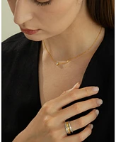 Sterling Silver 18k Gold Plated Single Round Pendant Margot Necklace & Stud Earrings Set