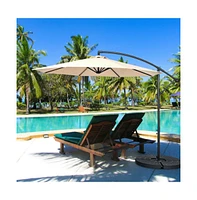 10 Feet Offset Umbrella with 8 Ribs Cantilever and Cross Base