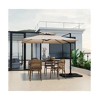 9.5 Feet Cantilever Patio Umbrella with 360° Rotation and Double Top