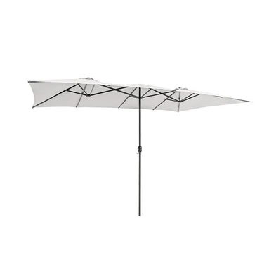 15 Feet Double-Sized Patio Umbrella with Crank Handle and Vented Tops