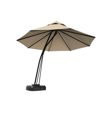 11 Feet Outdoor Cantilever Hanging Umbrella with Base and Wheels