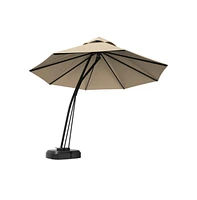 11 Feet Outdoor Cantilever Hanging Umbrella with Base and Wheels