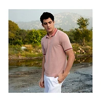 Campus Sutra Men's Brick Brown Duo-Hue Knit Polo T-Shirt
