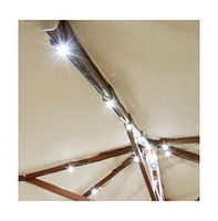 40 Led Solar String Light Cool White Fit for 8-Rib 8ft 9ft Wooden Outdoor Patio Umbrella