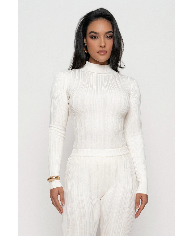 Jluxlabel Women's Ribbed Mock Neck Top