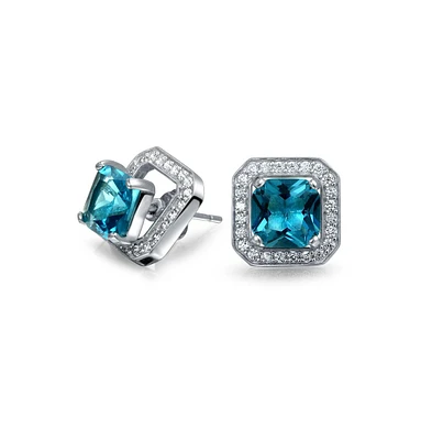 Bling Jewelry Cubic Zirconia Cz Halo Square Earrings Jackets For Studs Jacket Only