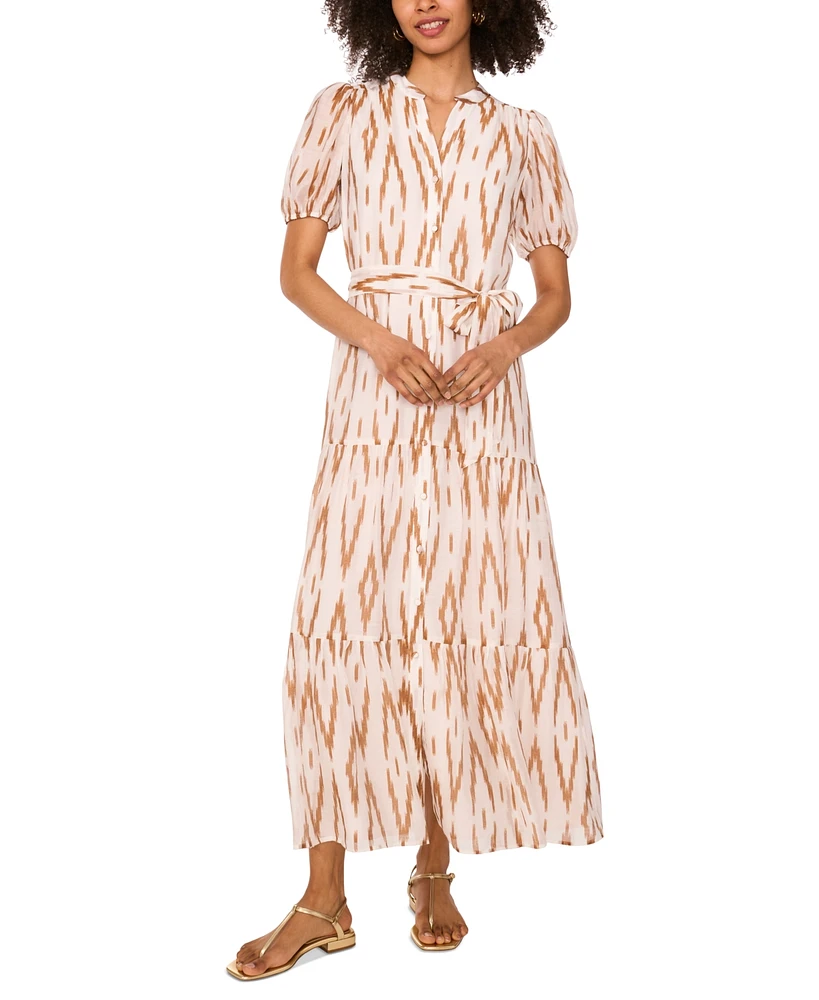 Vince Camuto Women's Printed Split-Neck Button Maxi Dress