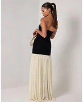 Heiress Beverly Hills Women's Strapless Cream Chiffon Maxi Dress