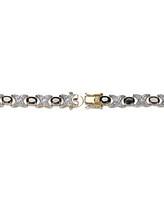 Sterling Silver 14K Gold-Plated with Black Cubic Zirconia Link Bracelet
