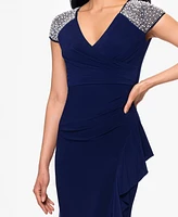Betsy & Adam Women's Cap-Sleeve V-Neck Dress