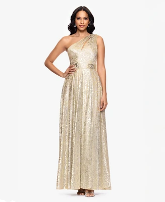 Betsy & Adam Women's Metallic One-Shoulder Dress