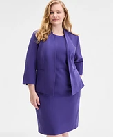 Kasper Plus Collarless 3/4-Sleeve Blazer